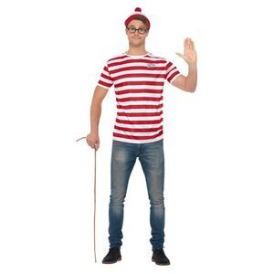 Wheres Wally? Unisex Adult Costume Set / White/Red